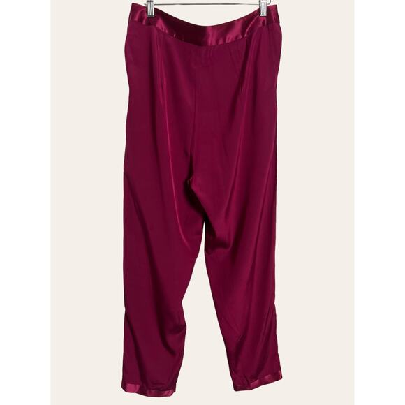 Fleur Du Mal Bordeaux High Waist Dressy Satin Crepe Silk Tuxedo Pants Size 8 - Picture 8 of 9